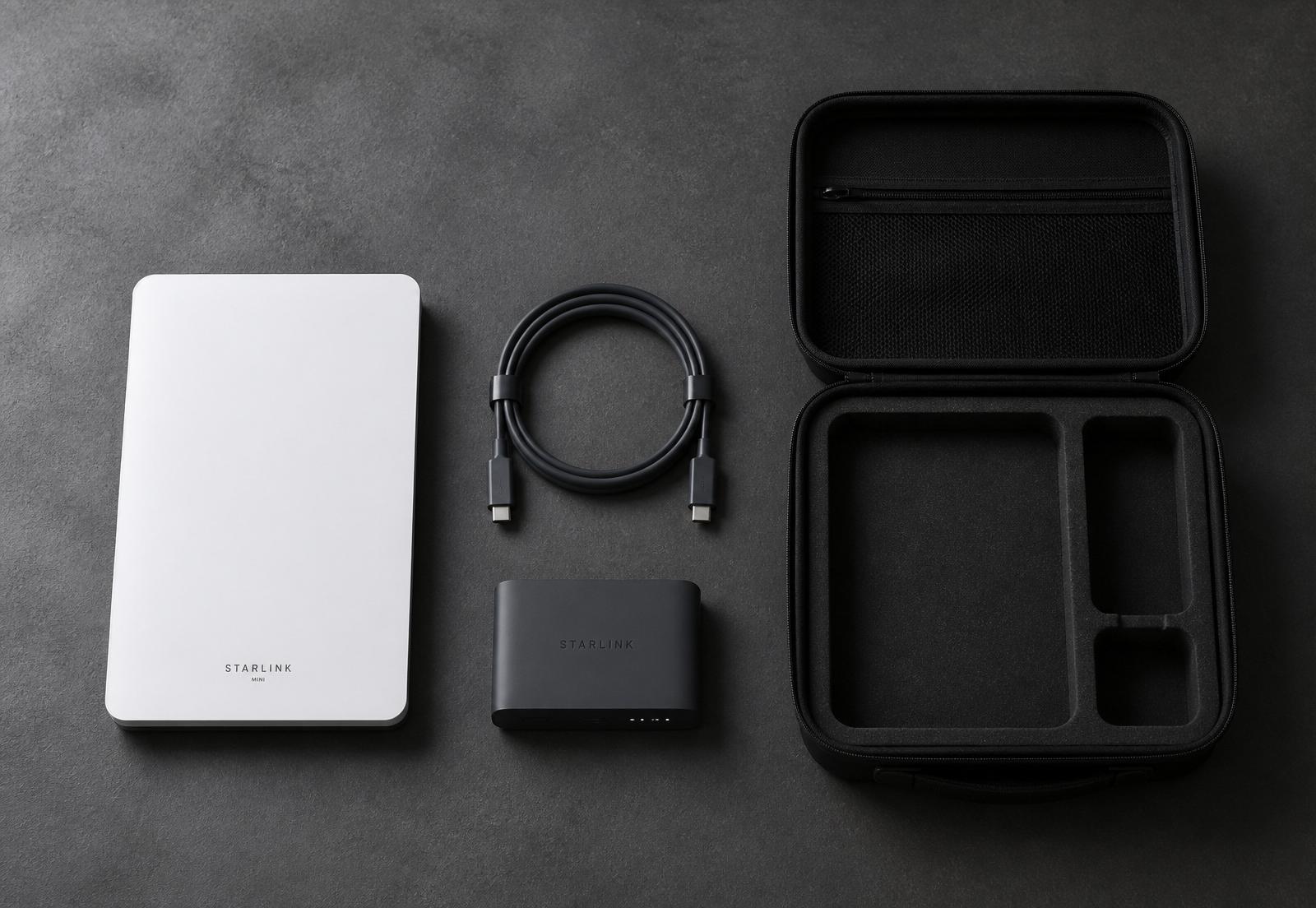 Starlink Mini kit with cables and case