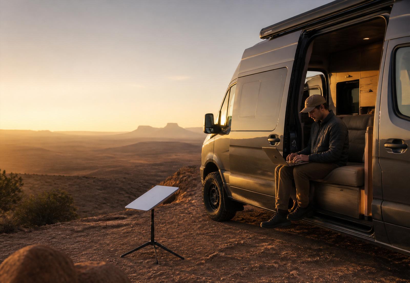 Remote work from an RV in the mountains
